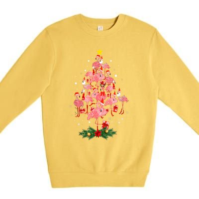 Pink Flamingo Xmas Tree Merry Flocking Christmas Gift Premium Crewneck Sweatshirt