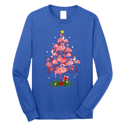 Pink Flamingo Xmas Tree Merry Flocking Christmas Gift Long Sleeve Shirt