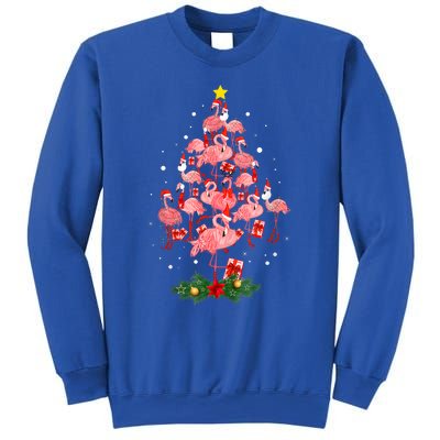 Pink Flamingo Xmas Tree Merry Flocking Christmas Gift Sweatshirt