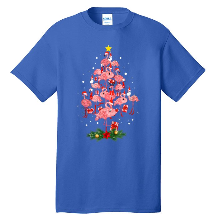 Pink Flamingo Xmas Tree Merry Flocking Christmas Gift Tall T-Shirt