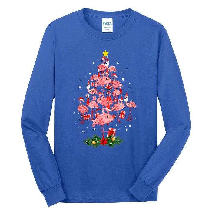 Pink Flamingo Xmas Tree Merry Flocking Christmas Gift Tall Long Sleeve T-Shirt