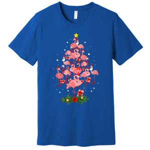 Pink Flamingo Xmas Tree Merry Flocking Christmas Gift Premium T-Shirt