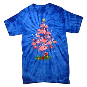 Pink Flamingo Xmas Tree Merry Flocking Christmas Gift Tie-Dye T-Shirt