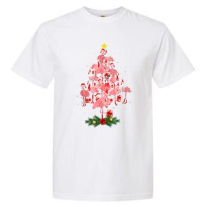 Pink Flamingo Xmas Tree Merry Flocking Christmas Gift Garment-Dyed Heavyweight T-Shirt