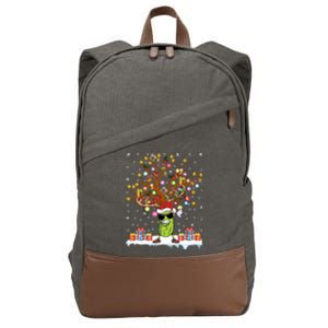 Pickle Fruit Xmas Lighting Tree Santa Pickle Christmas Tree Funny Gift Cotton Canvas Backpack