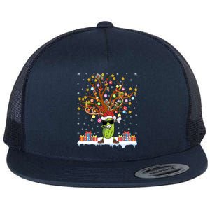 Pickle Fruit Xmas Lighting Tree Santa Pickle Christmas Tree Funny Gift Flat Bill Trucker Hat