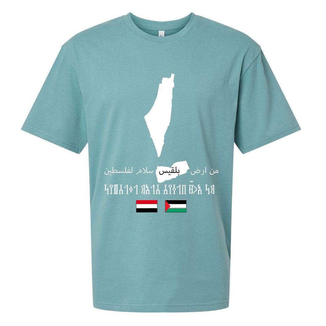 Peace From Yemen To Palestine Yemen Flag Free Palestine Sueded Cloud Jersey T-Shirt