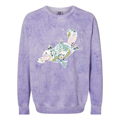 Platypus Floral Zookeeper Animal Lover Marine Biologist Colorblast Crewneck Sweatshirt