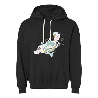 Platypus Floral Zookeeper Animal Lover Marine Biologist Garment-Dyed Fleece Hoodie