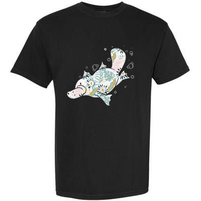 Platypus Floral Zookeeper Animal Lover Marine Biologist Garment-Dyed Heavyweight T-Shirt