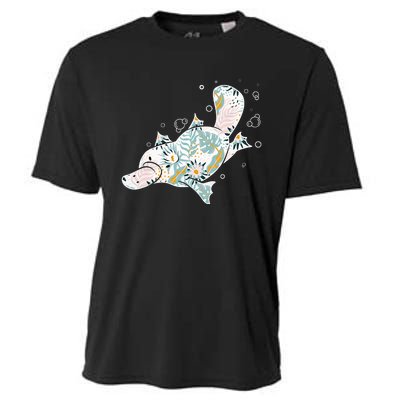 Platypus Floral Zookeeper Animal Lover Marine Biologist Cooling Performance Crew T-Shirt