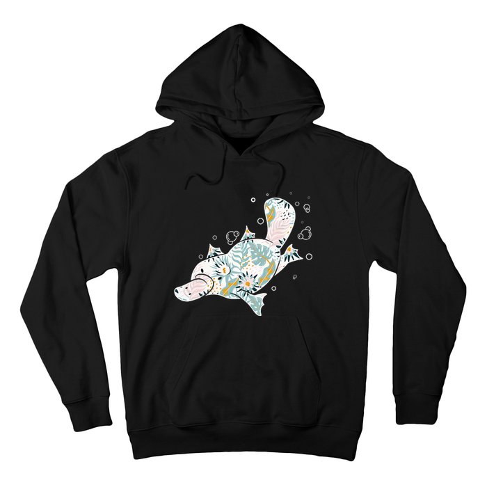 Platypus Floral Zookeeper Animal Lover Marine Biologist Hoodie