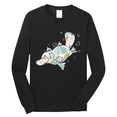 Platypus Floral Zookeeper Animal Lover Marine Biologist Long Sleeve Shirt