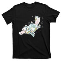 Platypus Floral Zookeeper Animal Lover Marine Biologist T-Shirt