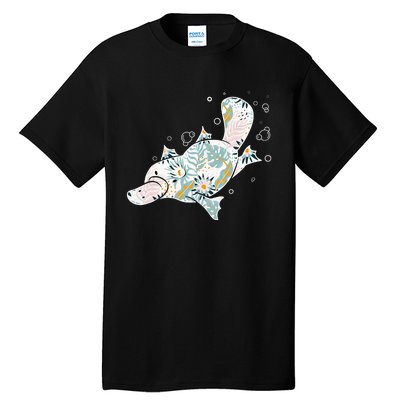 Platypus Floral Zookeeper Animal Lover Marine Biologist Tall T-Shirt