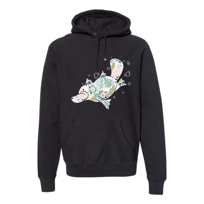 Platypus Floral Zookeeper Animal Lover Marine Biologist Premium Hoodie