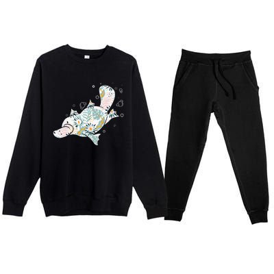 Platypus Floral Zookeeper Animal Lover Marine Biologist Premium Crewneck Sweatsuit Set