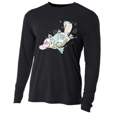 Platypus Floral Zookeeper Animal Lover Marine Biologist Cooling Performance Long Sleeve Crew