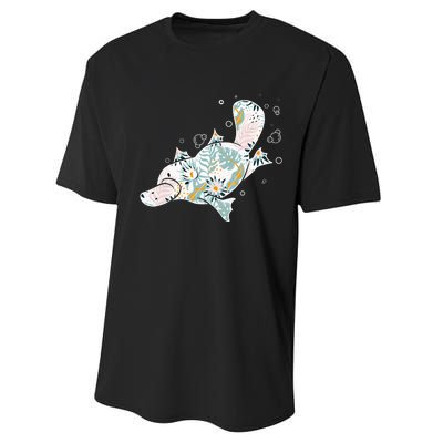 Platypus Floral Zookeeper Animal Lover Marine Biologist Performance Sprint T-Shirt