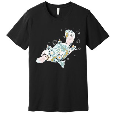 Platypus Floral Zookeeper Animal Lover Marine Biologist Premium T-Shirt