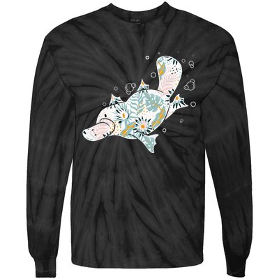 Platypus Floral Zookeeper Animal Lover Marine Biologist Tie-Dye Long Sleeve Shirt