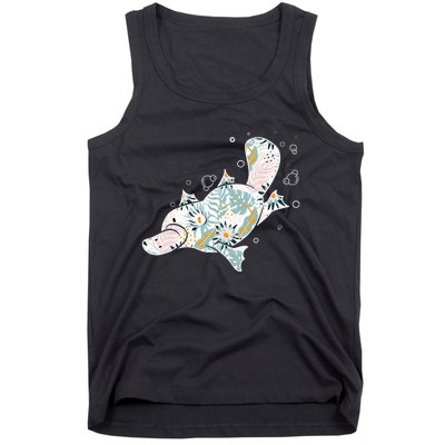 Platypus Floral Zookeeper Animal Lover Marine Biologist Tank Top