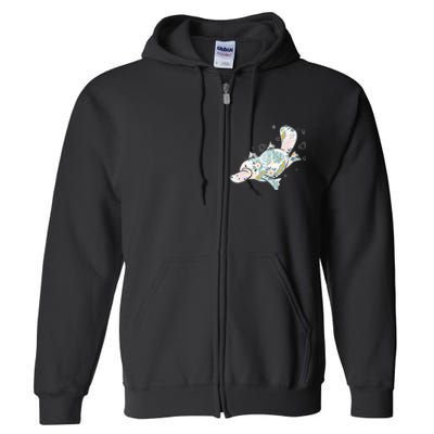 Platypus Floral Zookeeper Animal Lover Marine Biologist Full Zip Hoodie