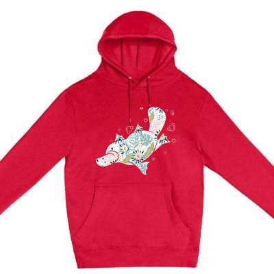 Platypus Floral Zookeeper Animal Lover Marine Biologist Premium Pullover Hoodie