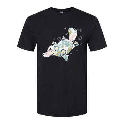 Platypus Floral Zookeeper Animal Lover Marine Biologist Softstyle CVC T-Shirt