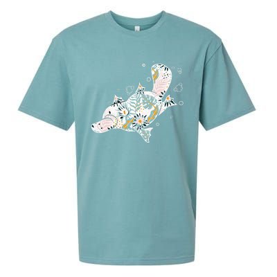 Platypus Floral Zookeeper Animal Lover Marine Biologist Sueded Cloud Jersey T-Shirt