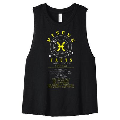 Pisces Facts Zodiac Sign Birthday Horoscope Astrology Women's Racerback Cropped Tank