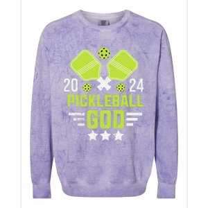 Pickleball God 2024 Funny Colorblast Crewneck Sweatshirt