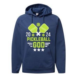 Pickleball God 2024 Funny Performance Fleece Hoodie