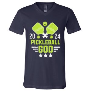 Pickleball God 2024 Funny V-Neck T-Shirt