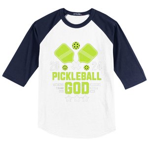 Pickleball God 2024 Funny Baseball Sleeve Shirt