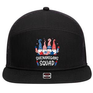 Patriotic Gnomes 4th Of July | Funny Shenanigans Squad 7 Panel Mesh Trucker Snapback Hat