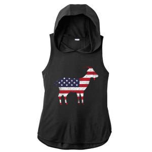 Patriotic Goat 4th Of July American Flag Gift Ladies PosiCharge Tri-Blend Wicking Draft Hoodie Tank