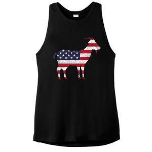 Patriotic Goat 4th Of July American Flag Gift Ladies PosiCharge Tri-Blend Wicking Tank