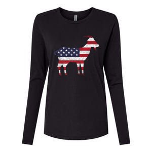 Patriotic Goat 4th Of July American Flag Gift Womens Cotton Relaxed Long Sleeve T-Shirt