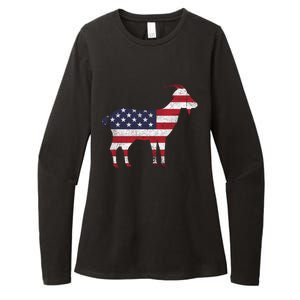 Patriotic Goat 4th Of July American Flag Gift Womens CVC Long Sleeve Shirt