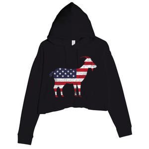 Patriotic Goat 4th Of July American Flag Gift Crop Fleece Hoodie