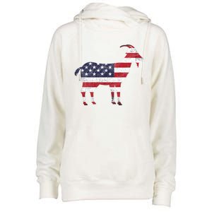 Patriotic Goat 4th Of July American Flag Gift Womens Funnel Neck Pullover Hood