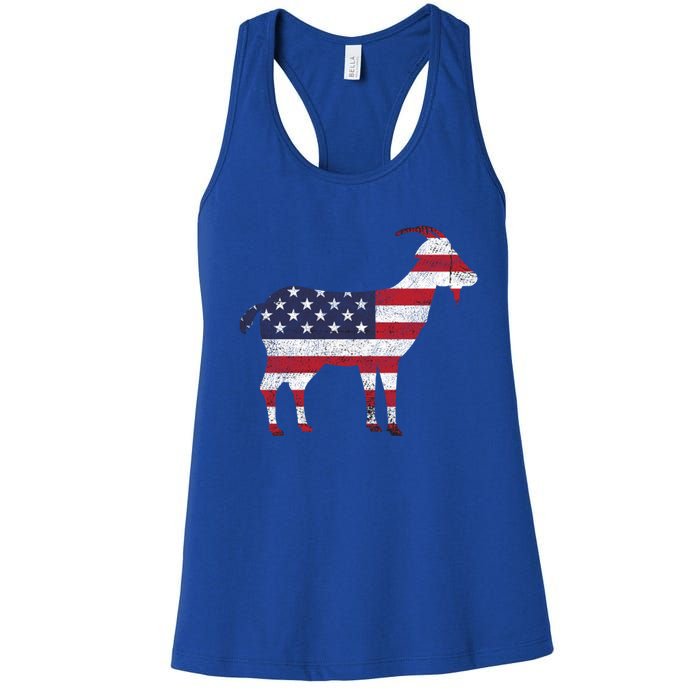 Patriotic Goat 4th Of July American Flag Gift Women's Racerback Tank