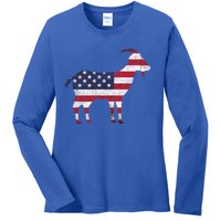 Patriotic Goat 4th Of July American Flag Gift Ladies Long Sleeve Shirt