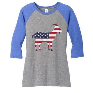 Patriotic Goat 4th Of July American Flag Gift Women's Tri-Blend 3/4-Sleeve Raglan Shirt