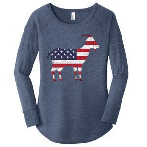 Patriotic Goat 4th Of July American Flag Gift Women's Perfect Tri Tunic Long Sleeve Shirt