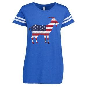 Patriotic Goat 4th Of July American Flag Gift Enza Ladies Jersey Football T-Shirt