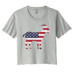 Patriotic Goat 4th Of July American Flag Gift Women's Crop Top Tee