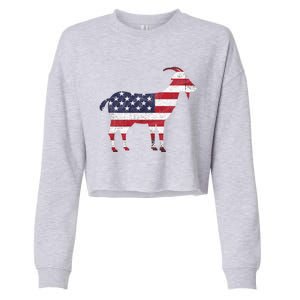 Patriotic Goat 4th Of July American Flag Gift Cropped Pullover Crew