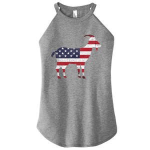 Patriotic Goat 4th Of July American Flag Gift Women's Perfect Tri Rocker Tank